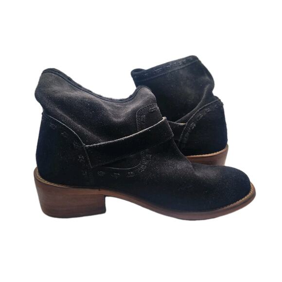 Musse & Cloud Women's Double Buckle Strap Suede Black Ankle Boots Size 9 - Picture 6 of 9
